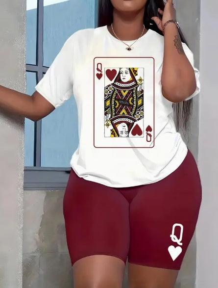Ensemble deux pièces pour femmes comprenant un t-shirt imprimé élégant et un short décontracté