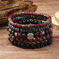Bracelet de perles de bois multicouches
