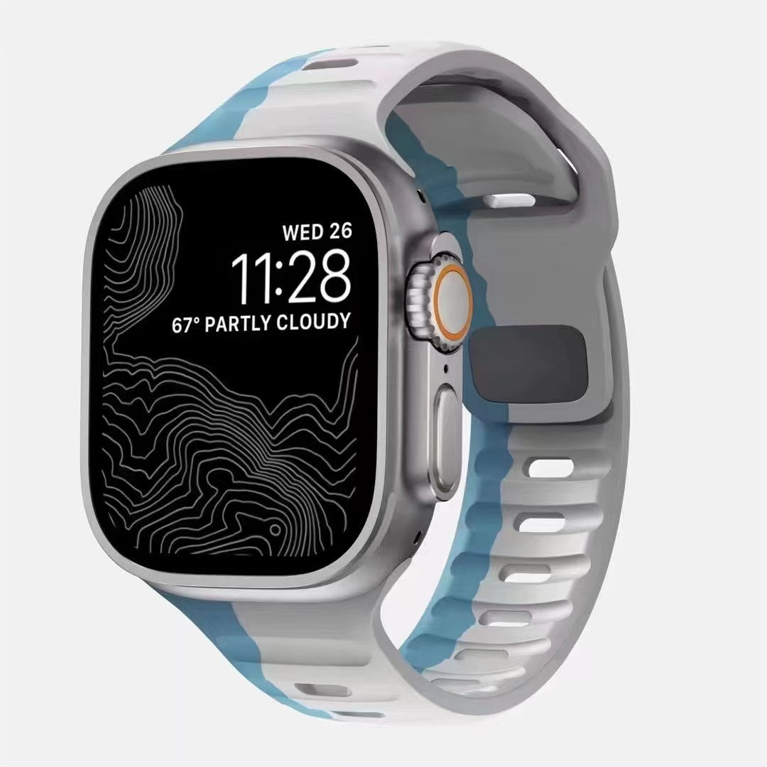 Montre connectée ultra watch band Iwatch9 bouton pression de couleur unie