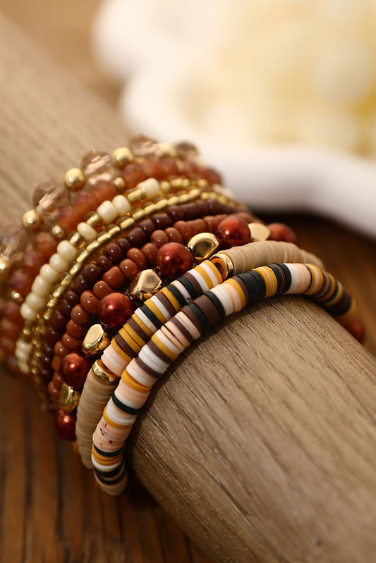 eu de 9 bracelets en perles Vintage Camel