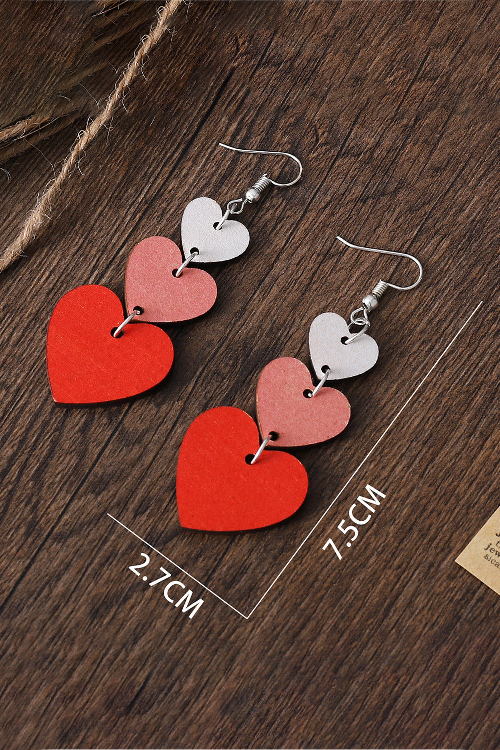 Boucles d'oreilles pendantes en forme de coeur de la Saint-Valentin rouge