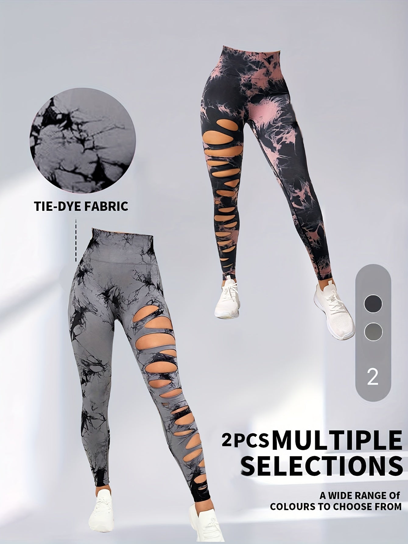 Paquet de 2leggings taille haute élastique pour femme.