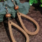 Boucles d'oreilles en forme de goutte d'eau en bois vintage marron