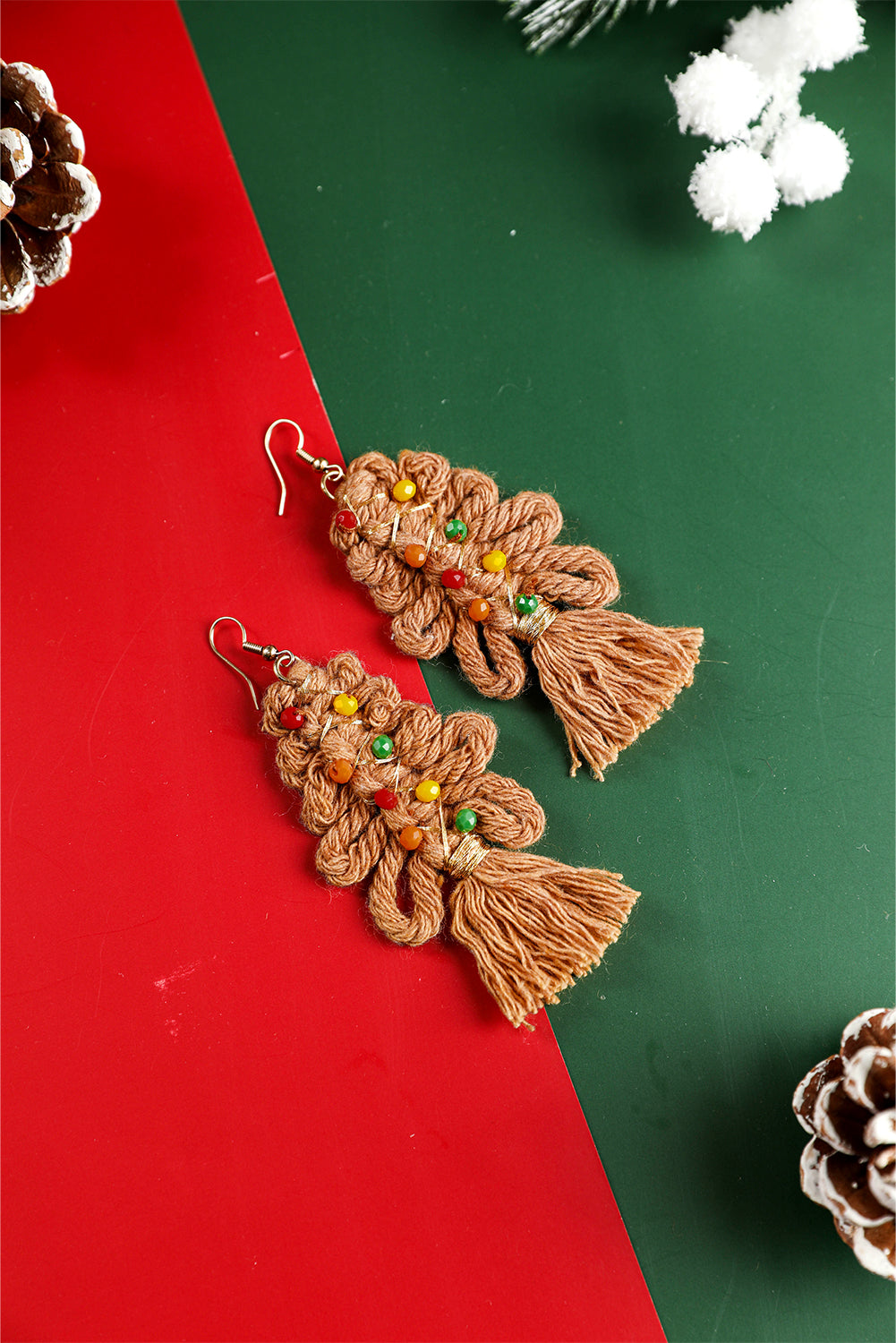 Boucles d'oreilles pendantes tressées Thai Curry Christmas Beaded