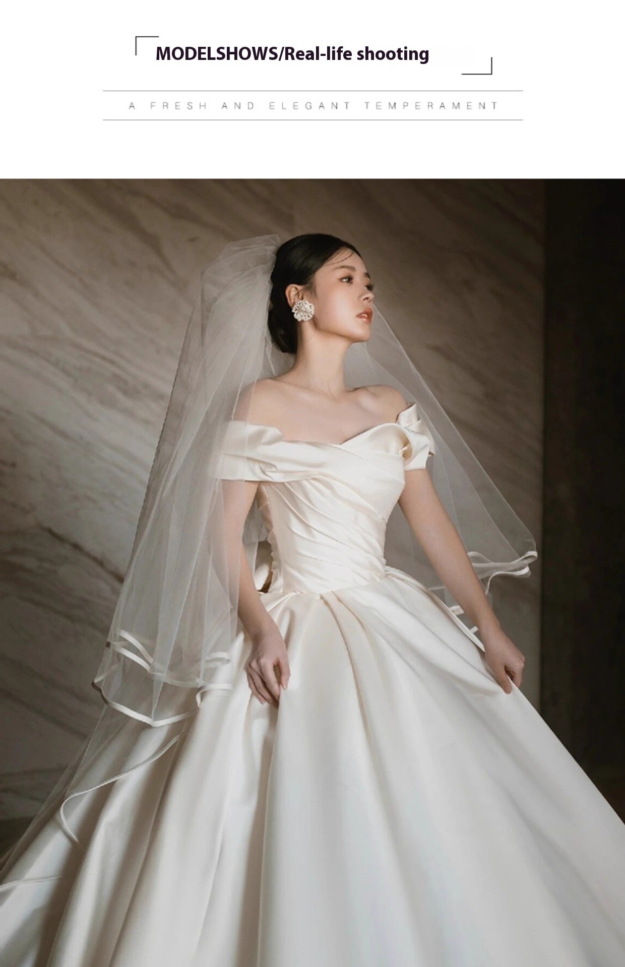 Robe de mariée en satin à épaules dénudées
