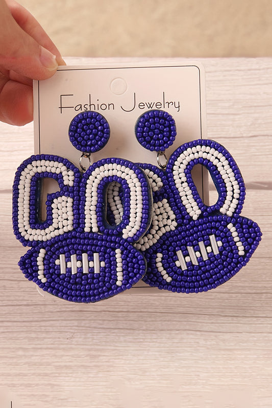 Bluing Boucles d'oreilles GO Baseball avec perles