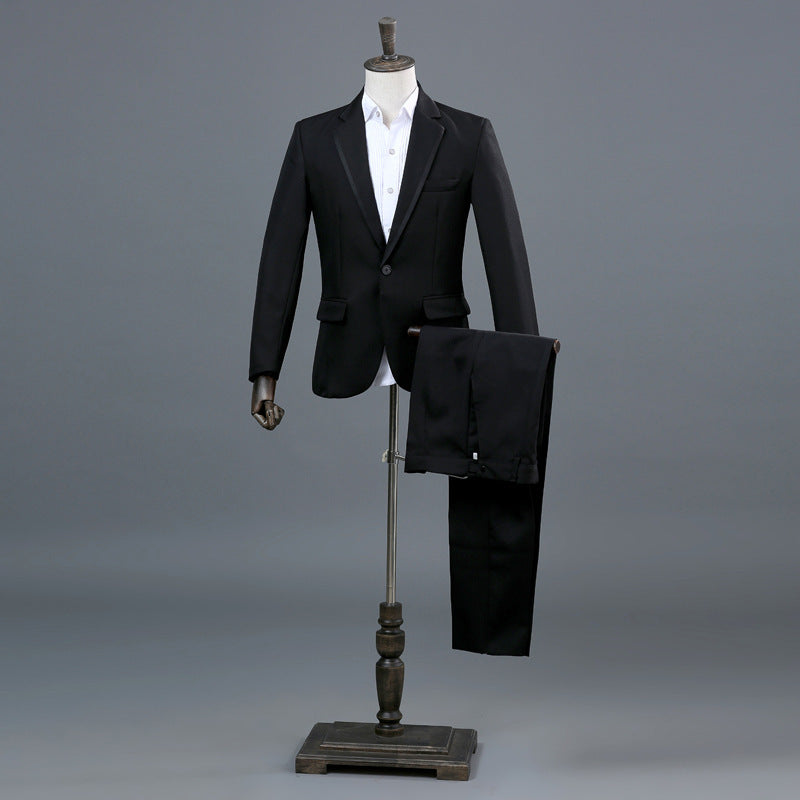 Costume de performance pour homme, costume à manches longues, costume de chanteur de scène, robe de photographie noire platine argentée