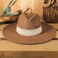 Chapeau de cow-boy tissé à bord plat, patchwork western marron