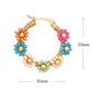 Boucles d'oreilles goutte d'eau en perles de fleurs roses contrastées de forme ronde