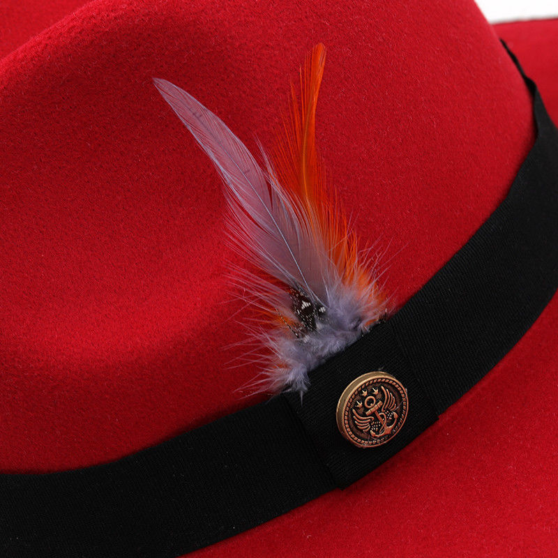 Chapeau rétro britannique à ruban de plumes Great Eaves