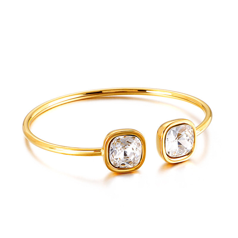 Bracelet en acier inoxydable avec ouverture carrée et creuse