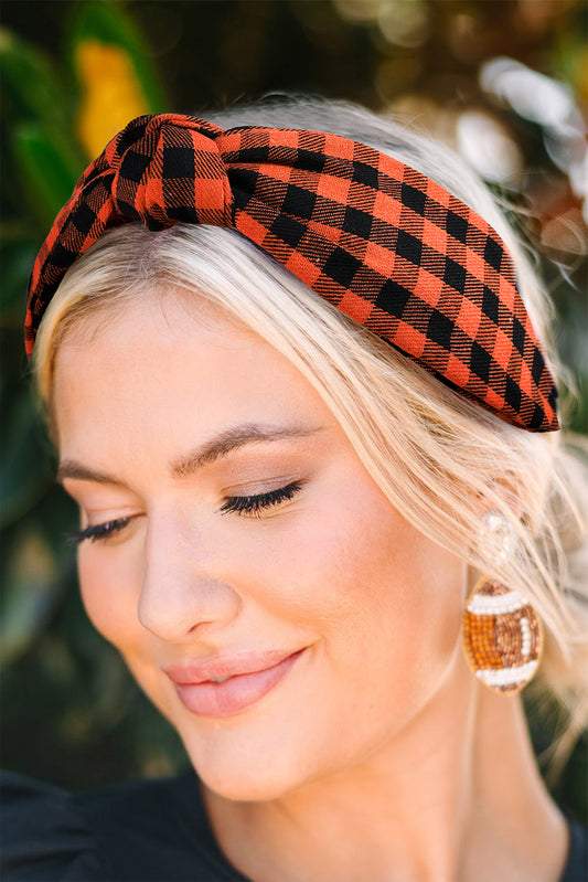 Bandeau noué Halloween Orange Plaid Print