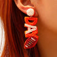 Boucles d'oreilles pendantes GAME DAY Rugby Rice Bead Orange