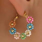 Boucles d'oreilles goutte d'eau en perles de fleurs roses contrastées de forme ronde