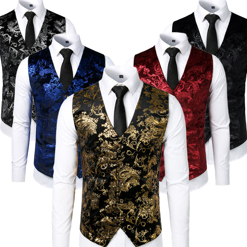 Gilet Steampunk doré pour homme, costume, mariage, sans manches