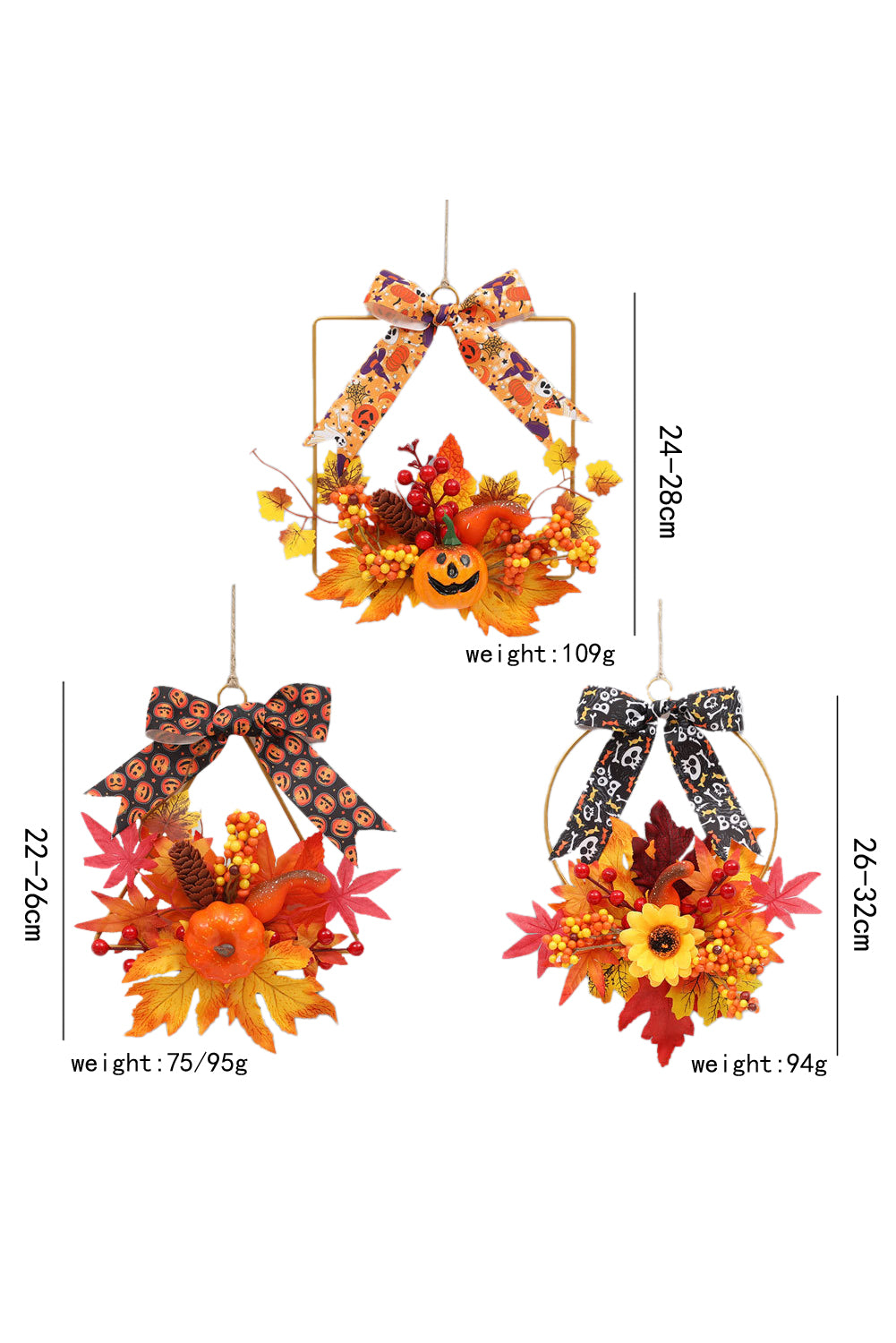 Couronne de fleurs artificielles orange Halloween Thanksgiving