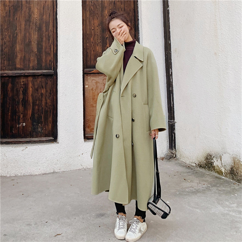 Manteau rétro oversize en laine épais pour femme