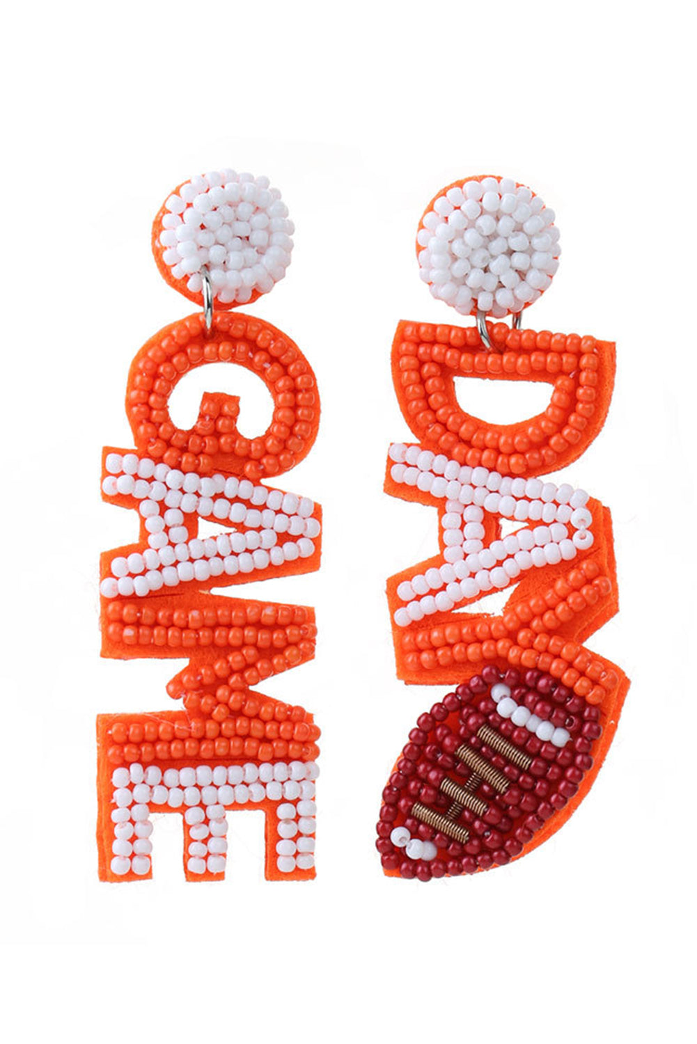 Boucles d'oreilles pendantes GAME DAY Rugby Rice Bead Orange