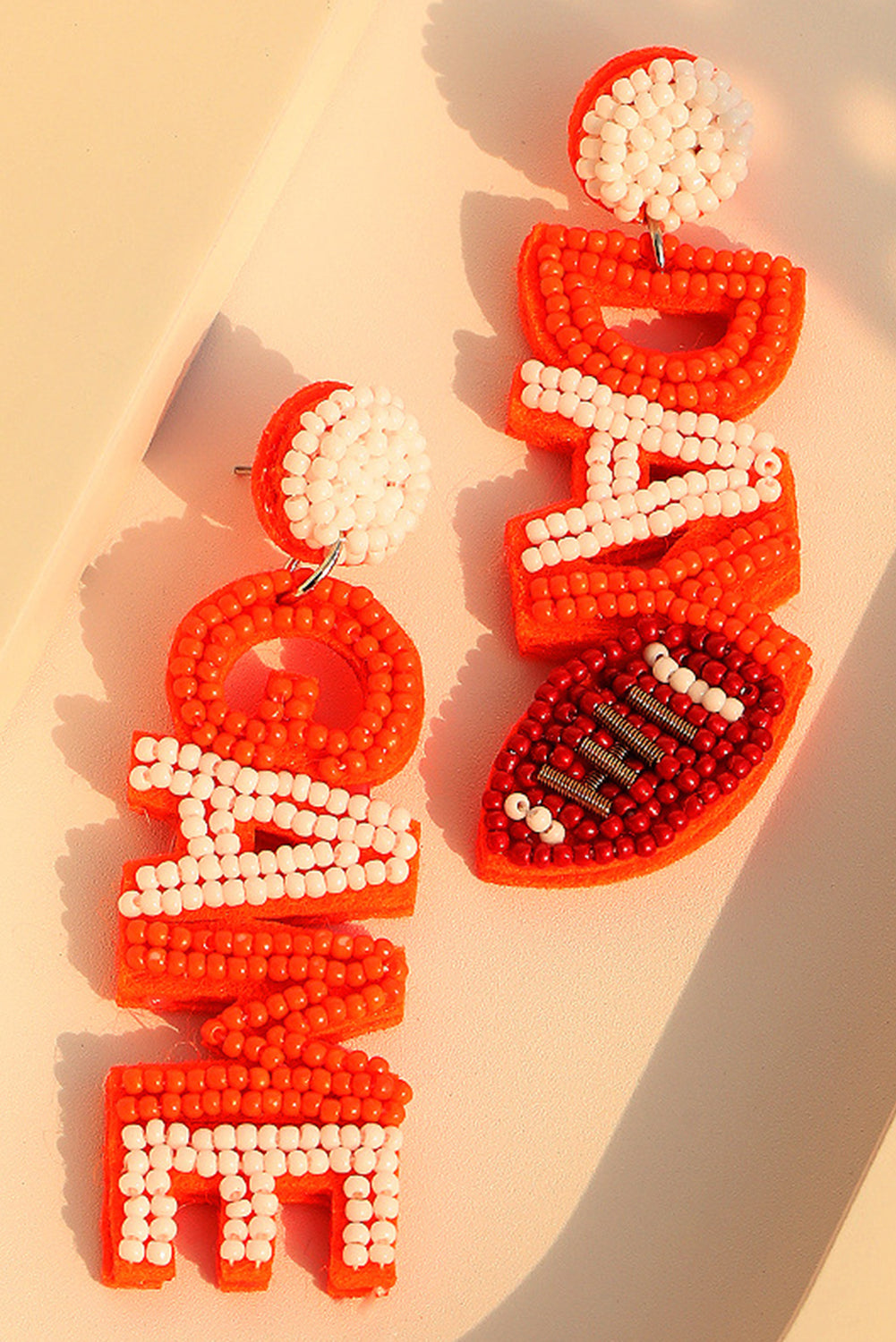 Boucles d'oreilles pendantes GAME DAY Rugby Rice Bead Orange