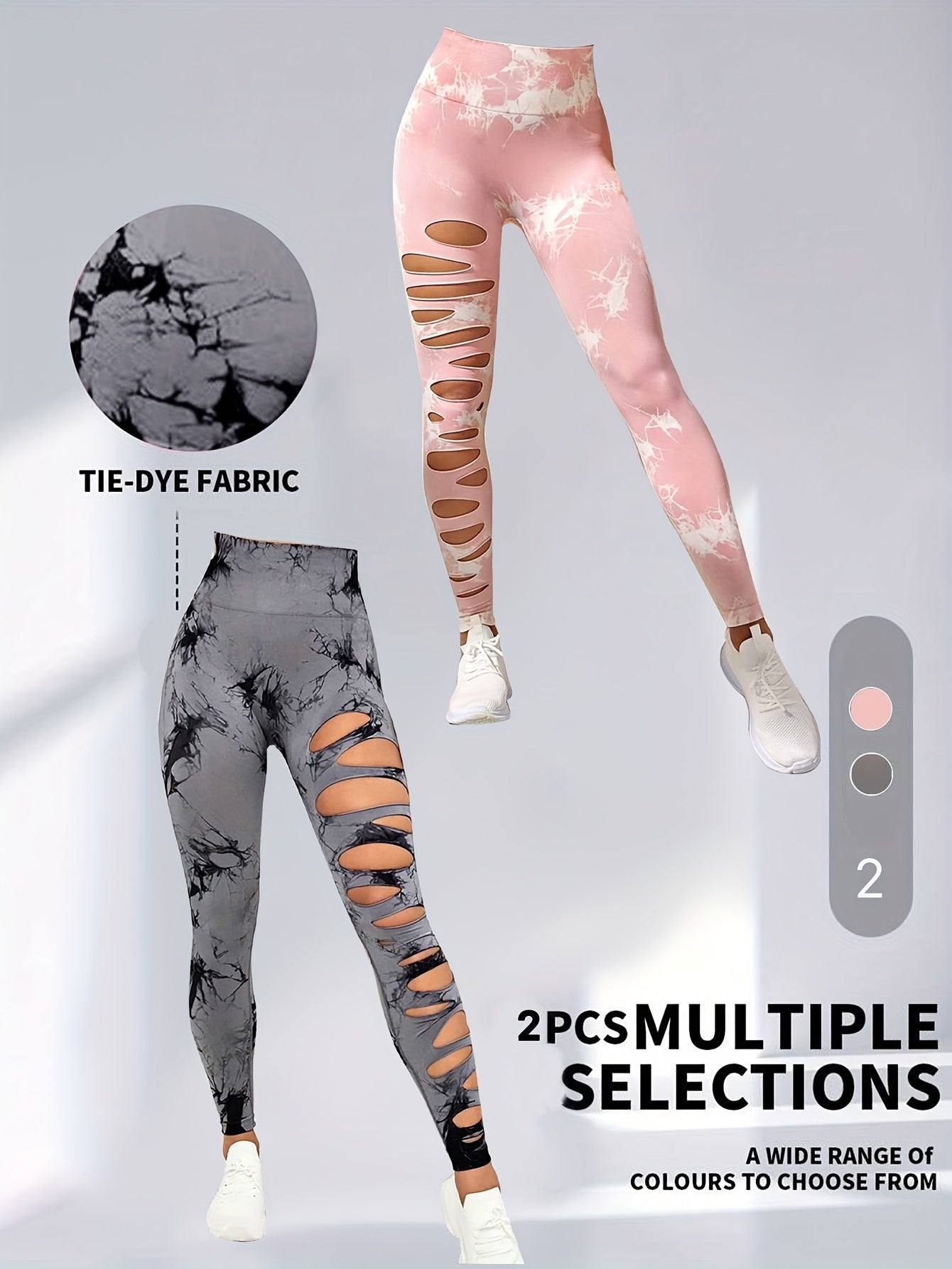 Paquet de 2leggings taille haute élastique pour femme.