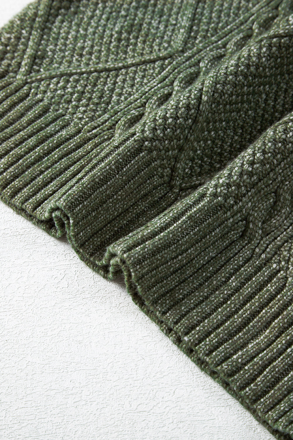 Robe chasuble à épaulettes en maille torsadée vert brumeux