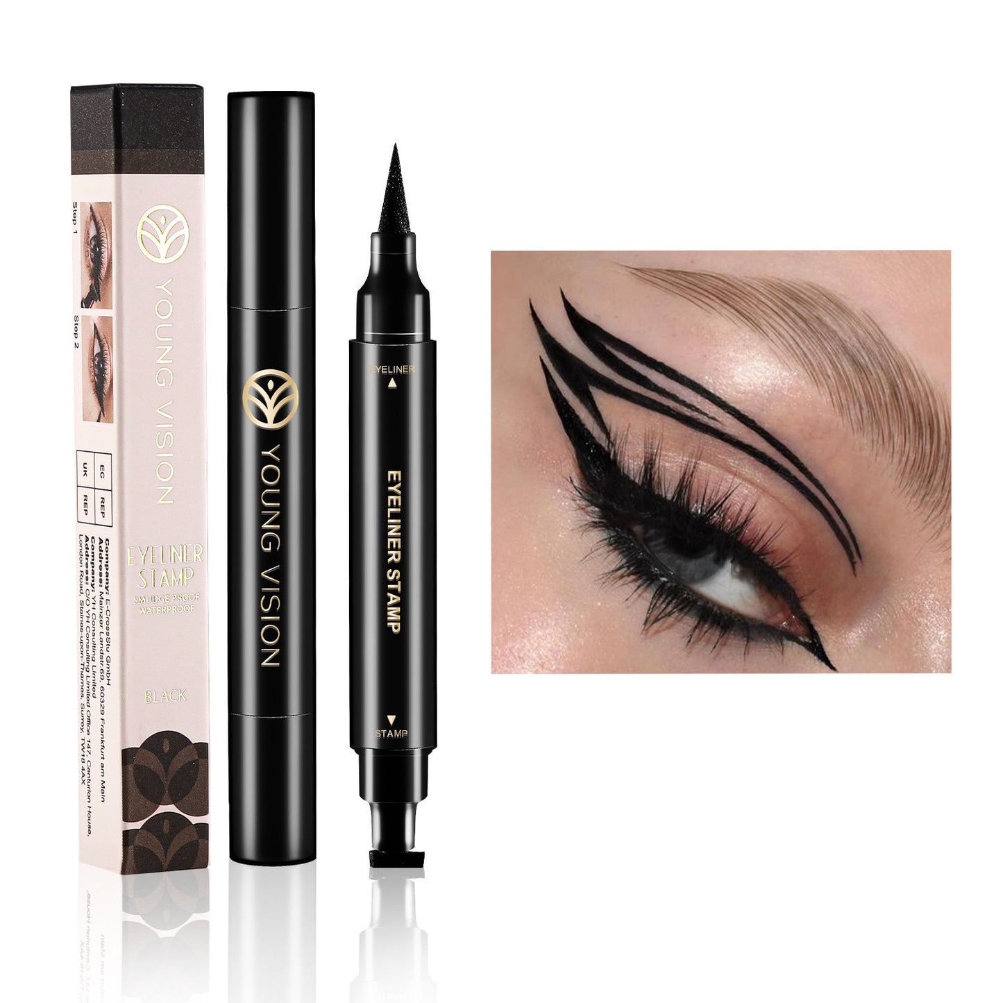 Eyeliner noir et blanc pas facile à étaler