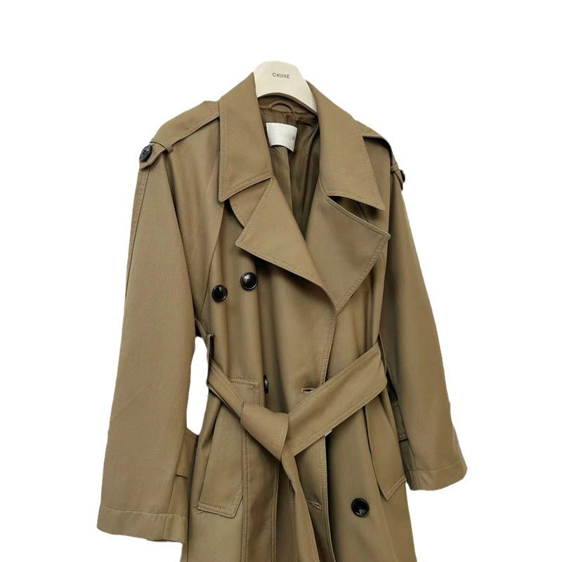 Manteau mi-long à double boutonnage à grand revers