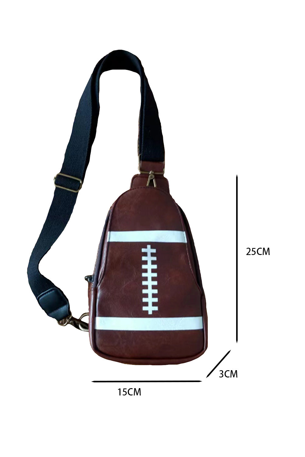 Mini sac Crossbody Rugby en cuir PU marron