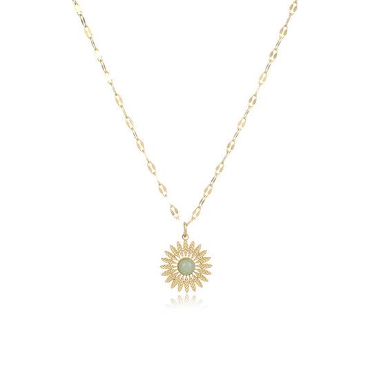Petit collier soleil en acier inoxydable tendance or titane