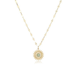 Petit collier soleil en acier inoxydable tendance or titane