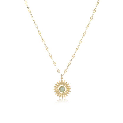 Petit collier soleil en acier inoxydable tendance or titane