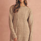 Robe chasuble à épaulettes en maille torsadée vert brumeux