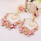 Boucle d'oreille goutte d'eau rose Boho Flower Vintage