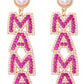 Boucles d'oreilles pendantes avec perles en strass MAMA rouge rose