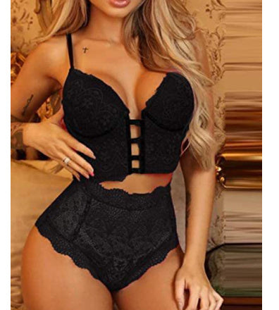 Body deux pièces en dentelle avec culotte et bretelles