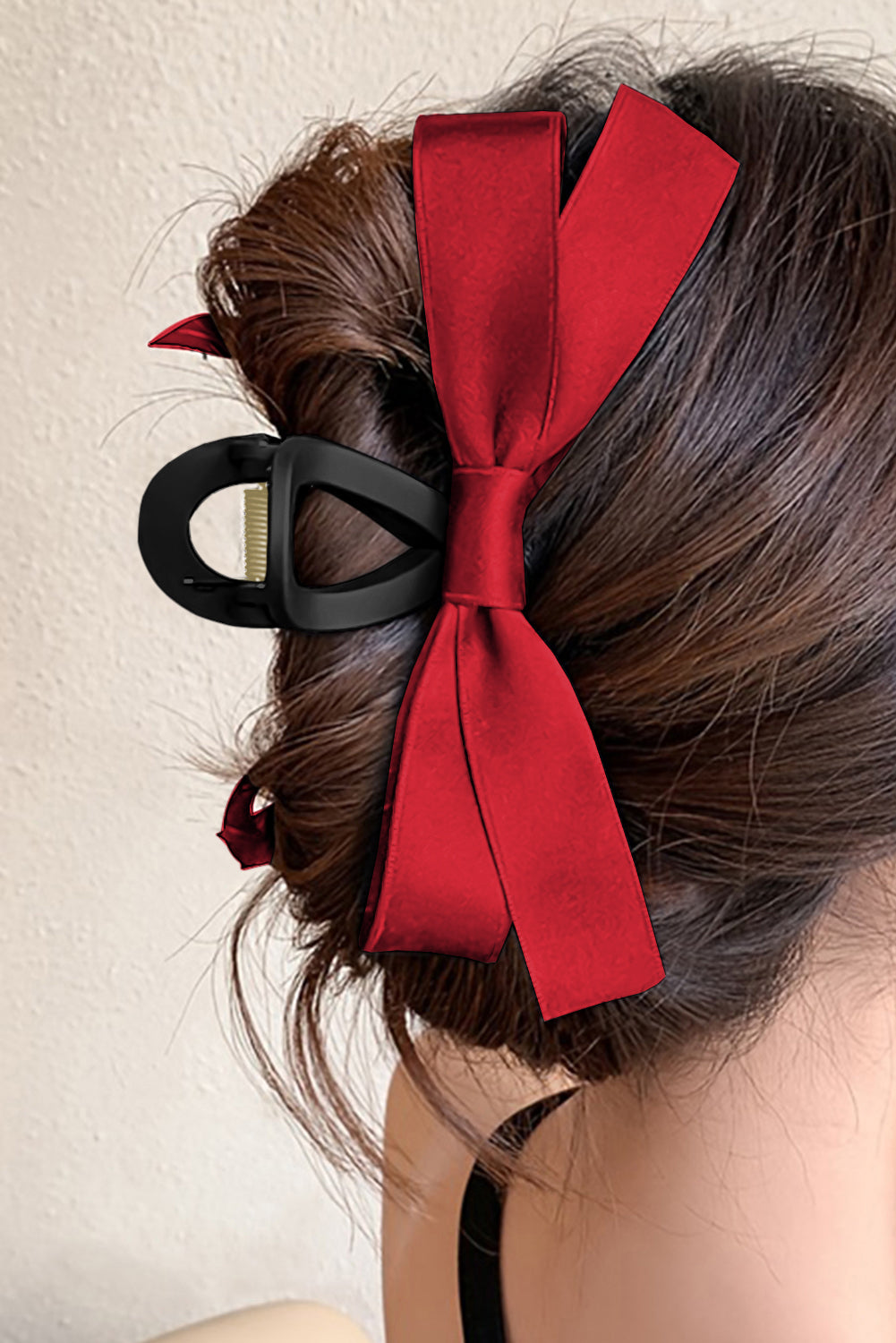 Barrette à cheveux avec ruban décoratif de couleur unie noire