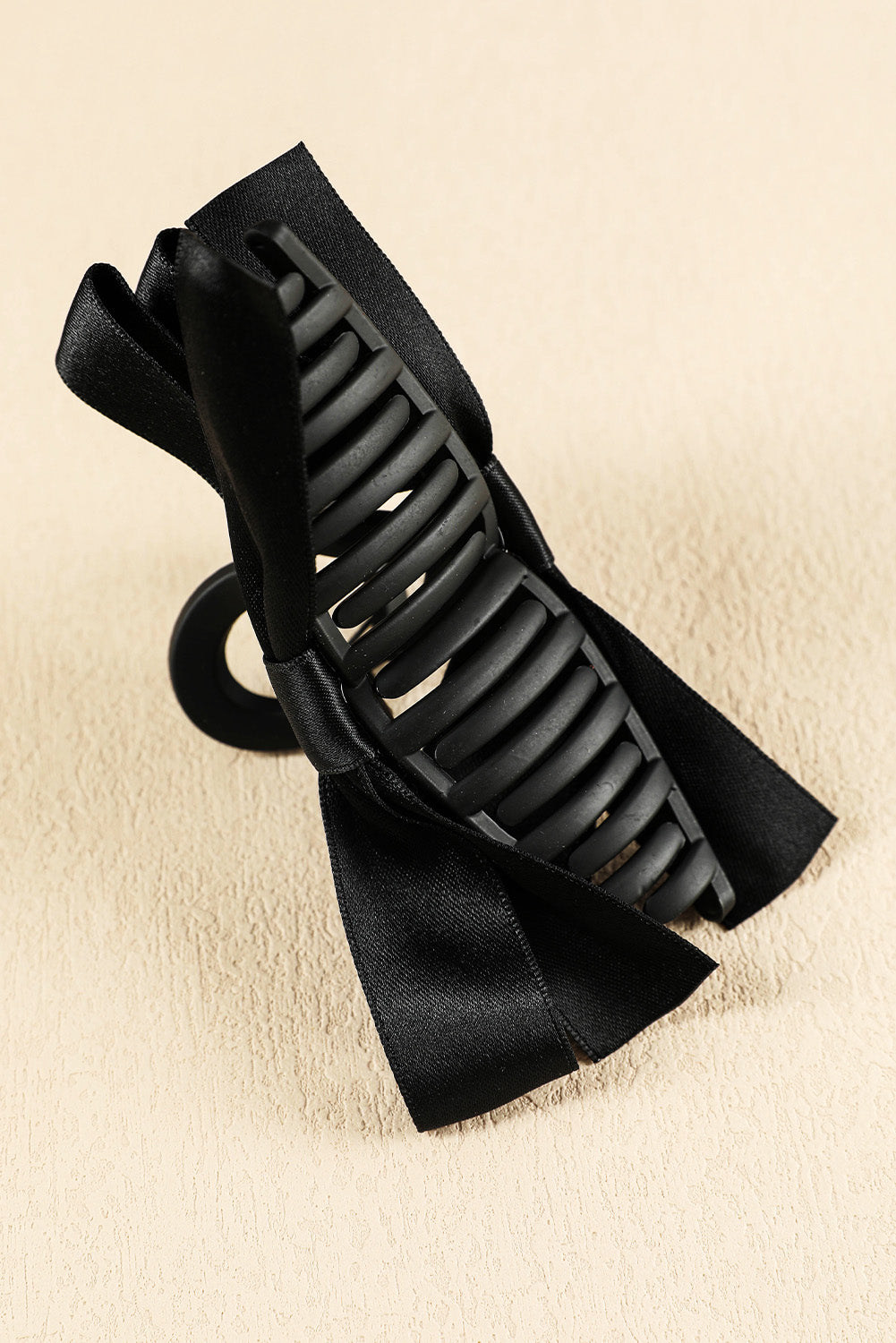 Barrette à cheveux avec ruban décoratif de couleur unie noire