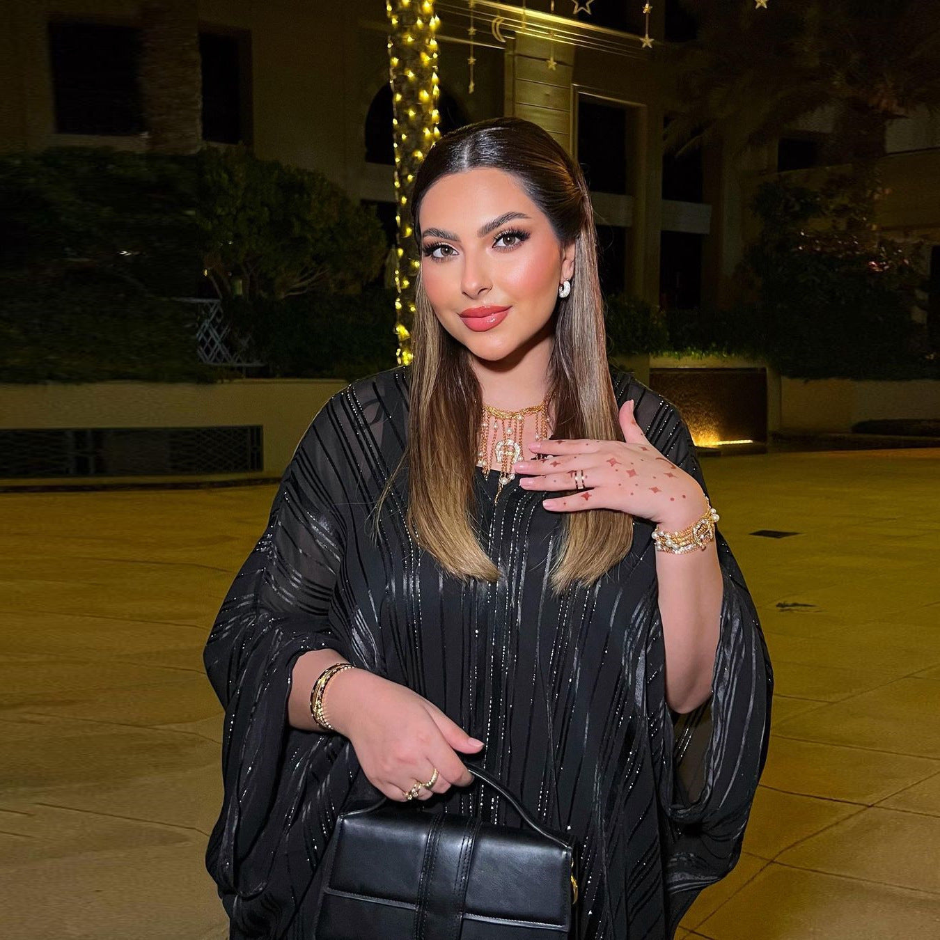 Robe  Soirée Abaya musulmane tendance, robe noire en tissu brillant, ensemble deux pièces