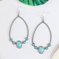 Boucles d'oreilles à crochet en argent et en turquoise, avec goutte d'eau