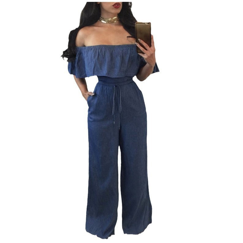 Combinaison large à volants pour femmes Sexy à l'européenne et à l'américaine