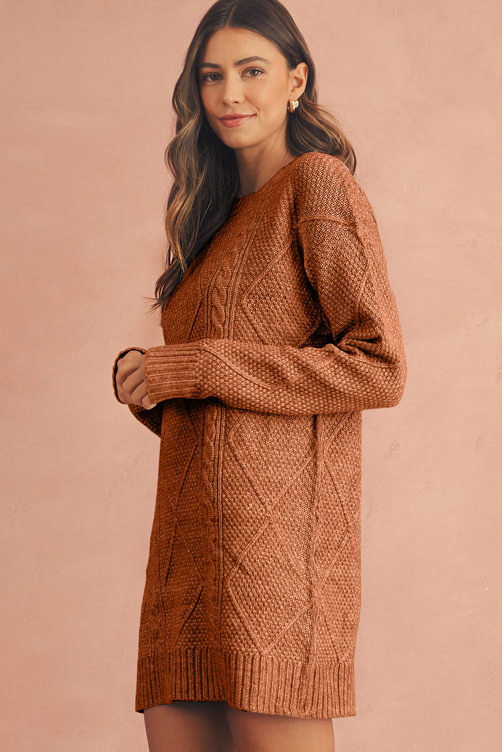 Robe chasuble à épaulettes en maille torsadée vert brumeux