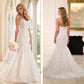 Robe de mariée traînante, haut tube, robe de mariée en dentelle