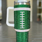 Tasse à vide Orange 40oz Rhinestone Rugby Football Handle Vacuum Cup