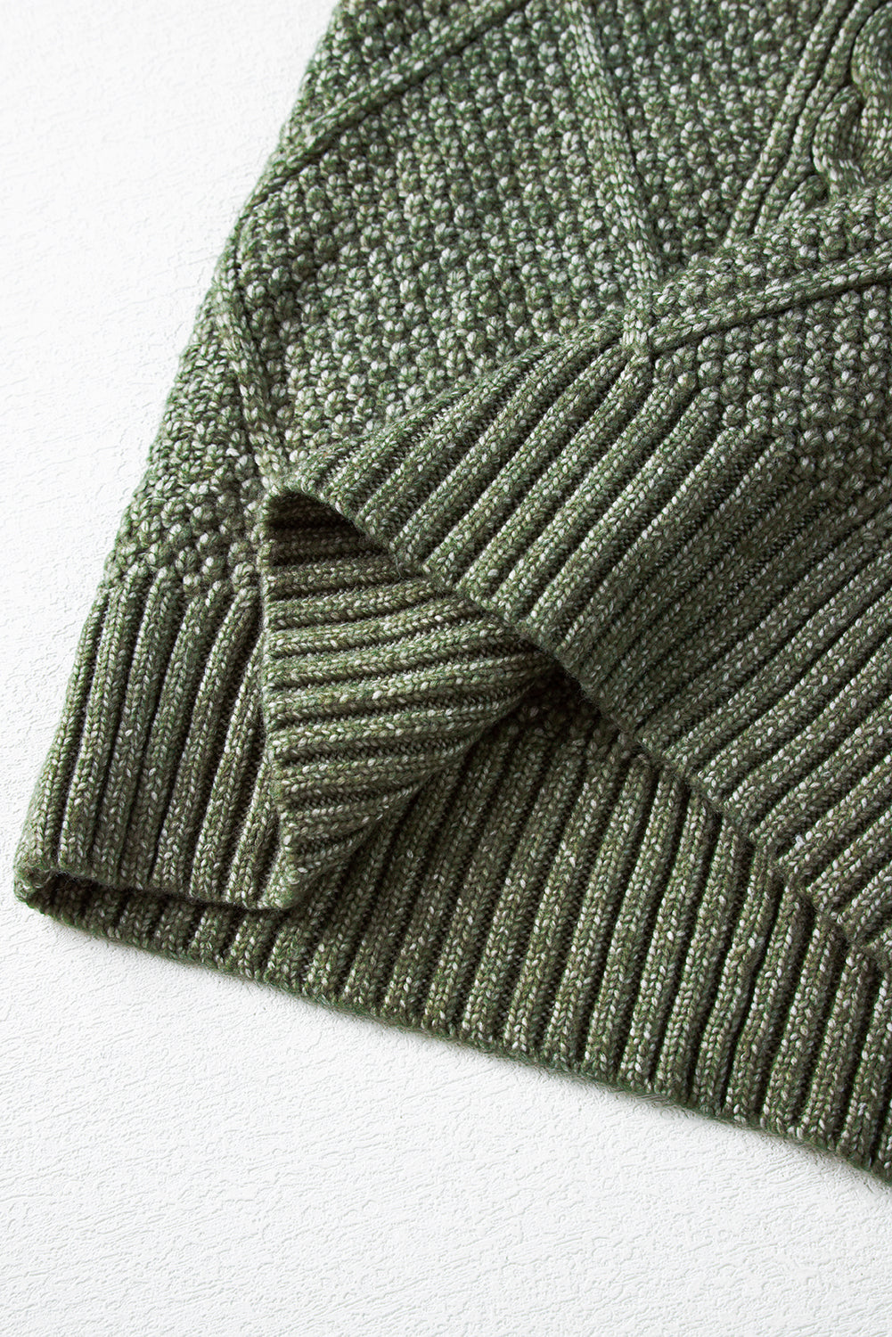 Robe chasuble à épaulettes en maille torsadée vert brumeux