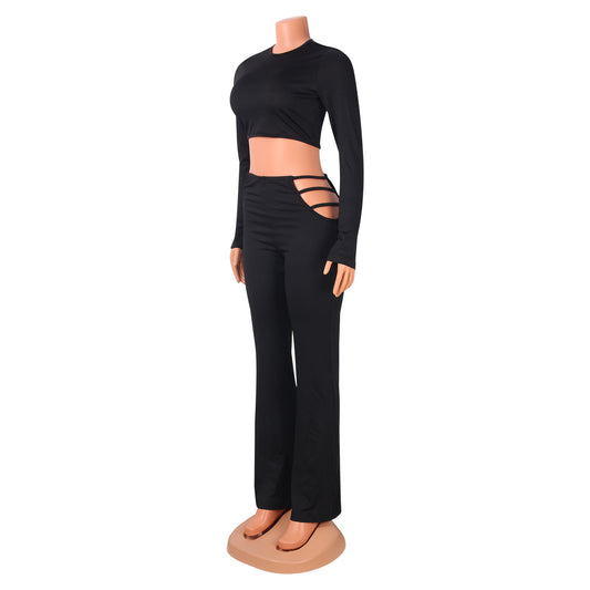 Combinaison deux pièces sexy moulante et creuse pour femmes