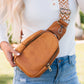 Sac bandoulière Western Crossbody zippé en similicuir marron