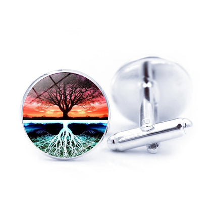 Boutons de manchette simples arbre de vie Time Stone