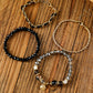 Jeu de bracelets en alliage 4 pièces avec perles en forme de coquillages noirs