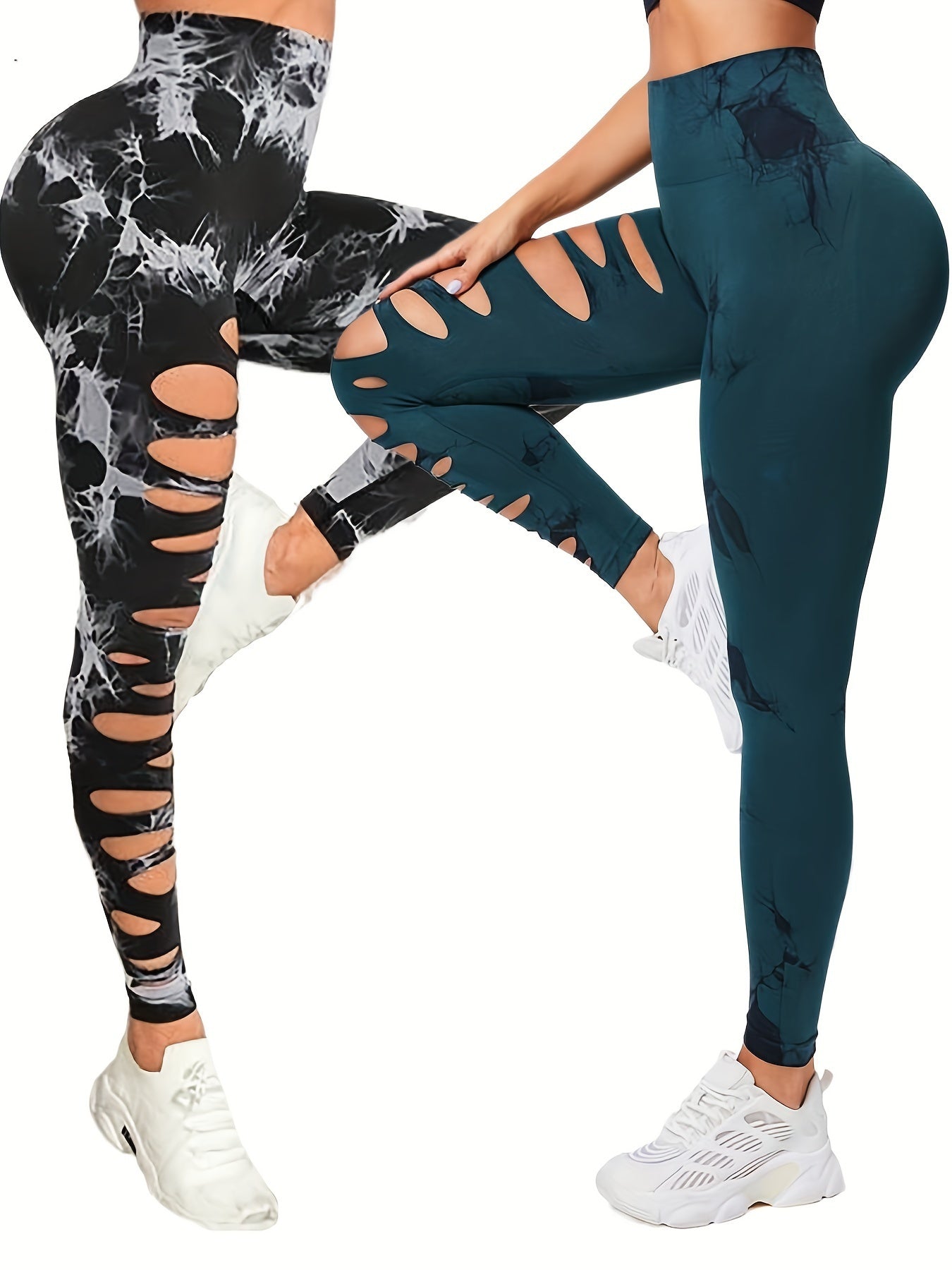 Paquet de 2leggings taille haute élastique pour femme.