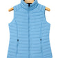 Gilet polaire bleu ciel à col en peluche matelassé et zippé